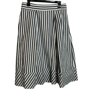 Milly Blue and White Stripped Cotton Midi Skirt Size 12